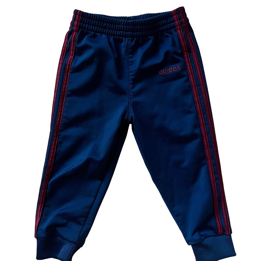 Adidas Kids Navy Joggers with Red Stripes